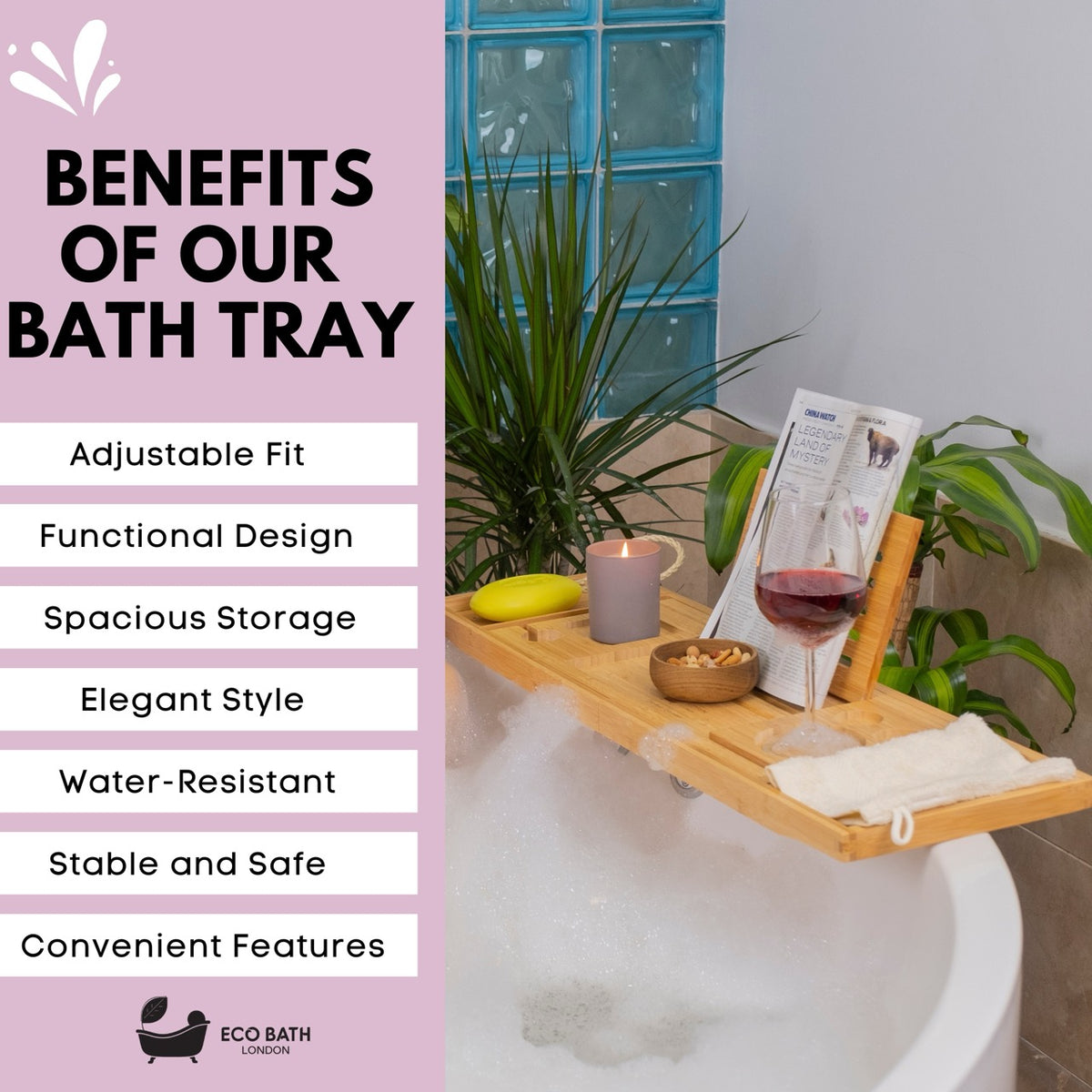 Luxuriöses Bambus-Badetablett