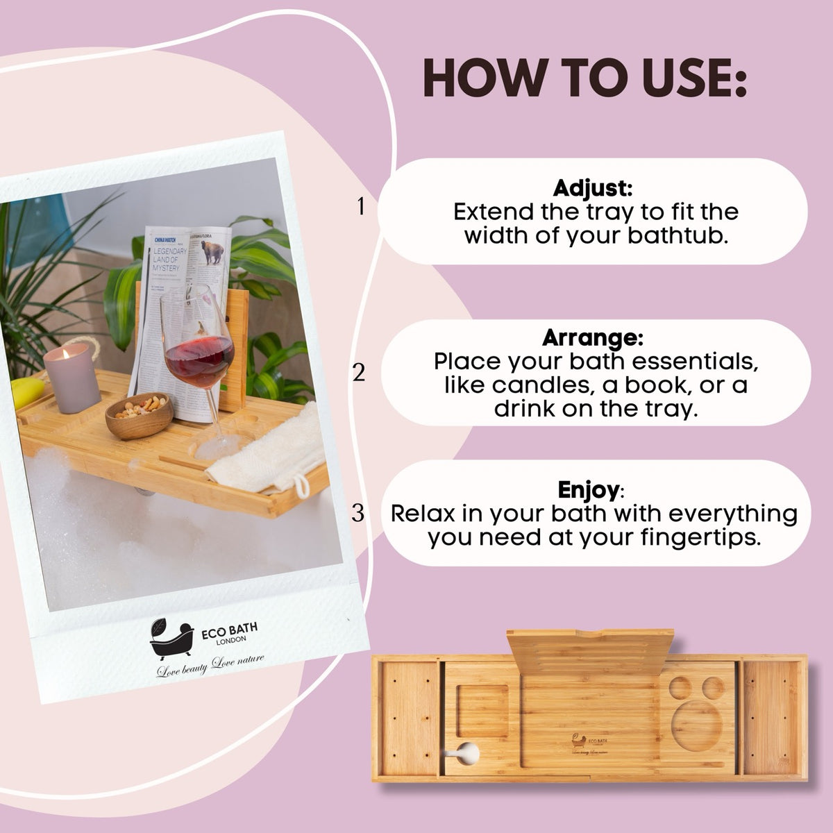 Luxuriöses Bambus-Badetablett