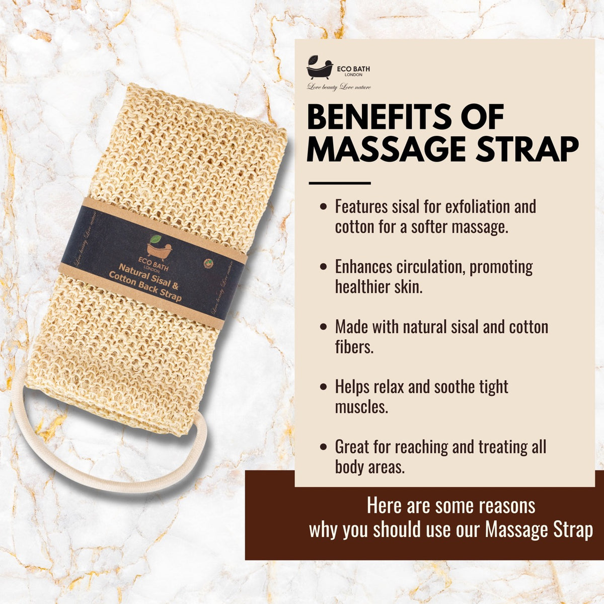 Eco Bath Natural Bamboo & Sisal Back Strap