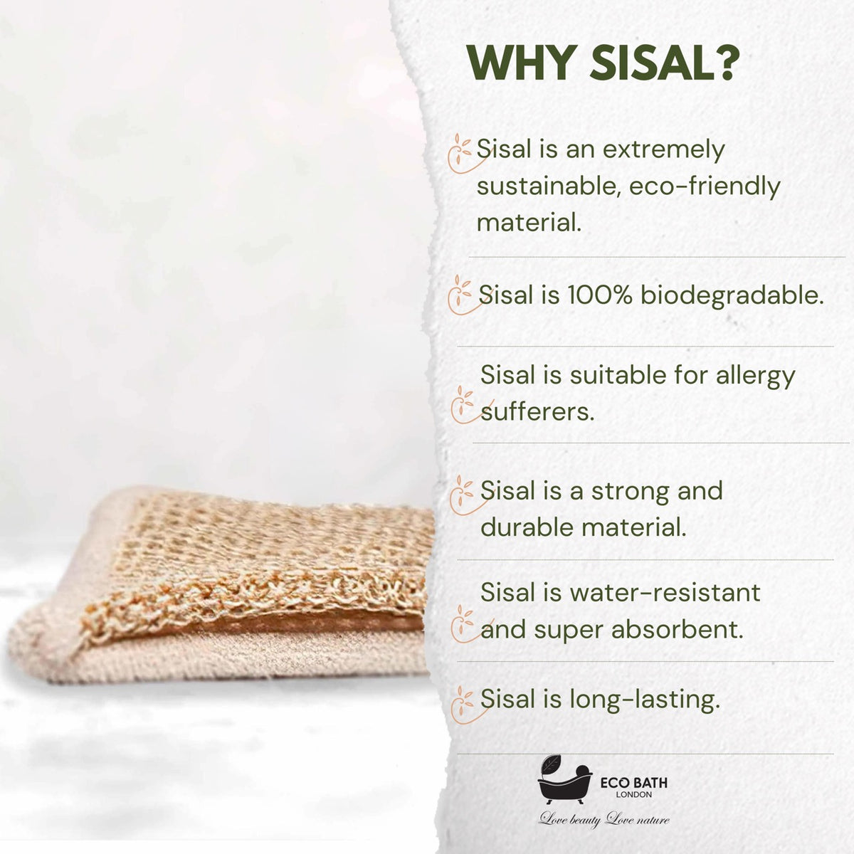 Eco Bath Natural Bamboo & Sisal Back Strap