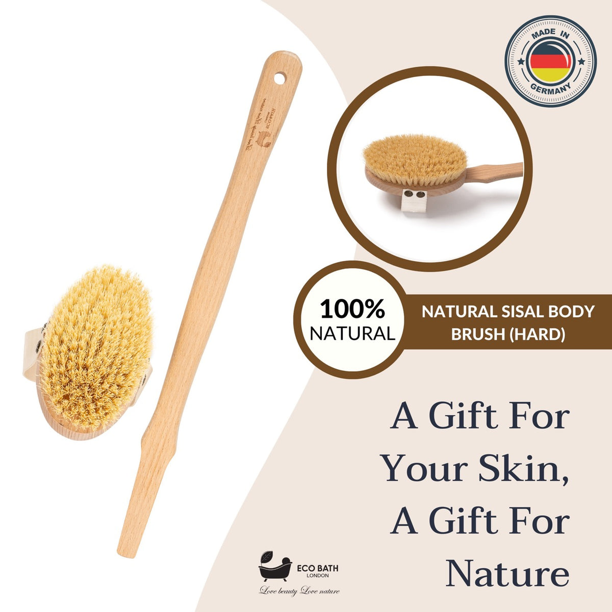 Öko-Badebürste aus natürlichem Sisal mit harten Borsten
