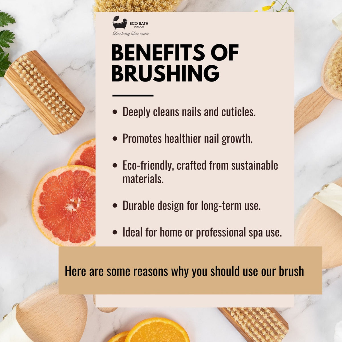 Eco Bath Nagelbürste aus natürlichem Sisal-Buchenholz