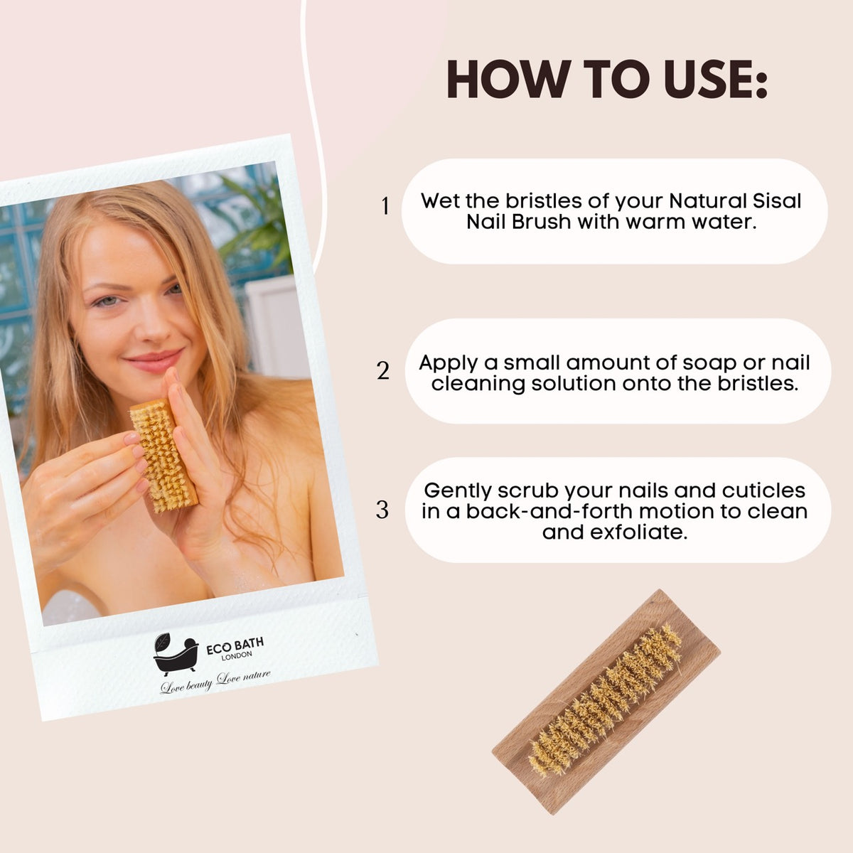 Eco Bath Nagelbürste aus natürlichem Sisal-Buchenholz