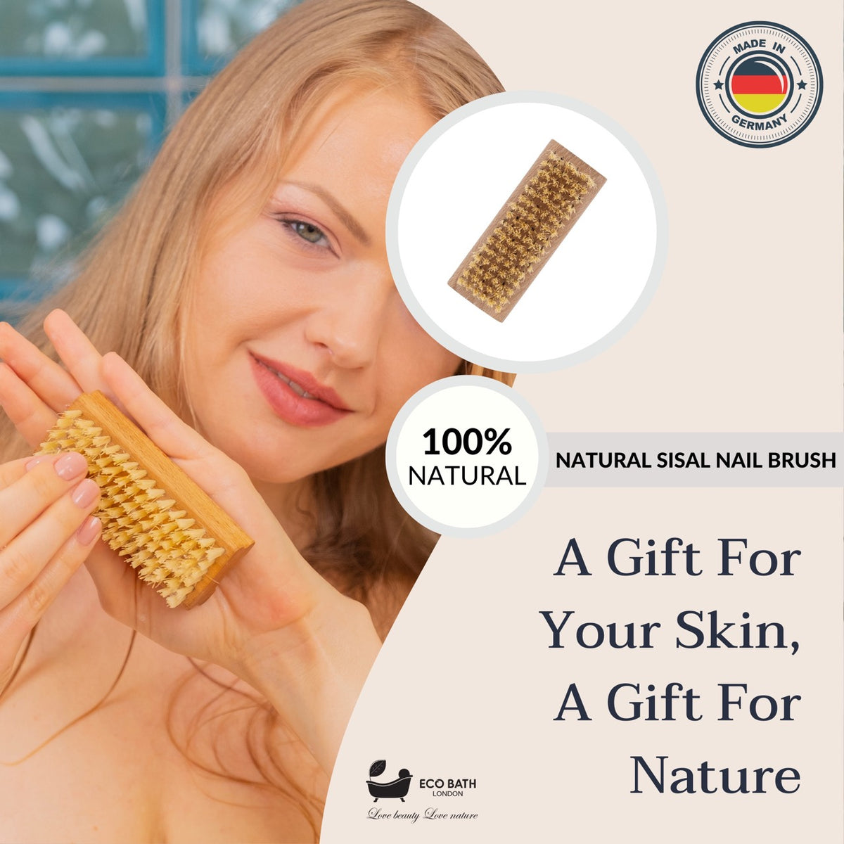 Eco Bath Nagelbürste aus natürlichem Sisal-Buchenholz