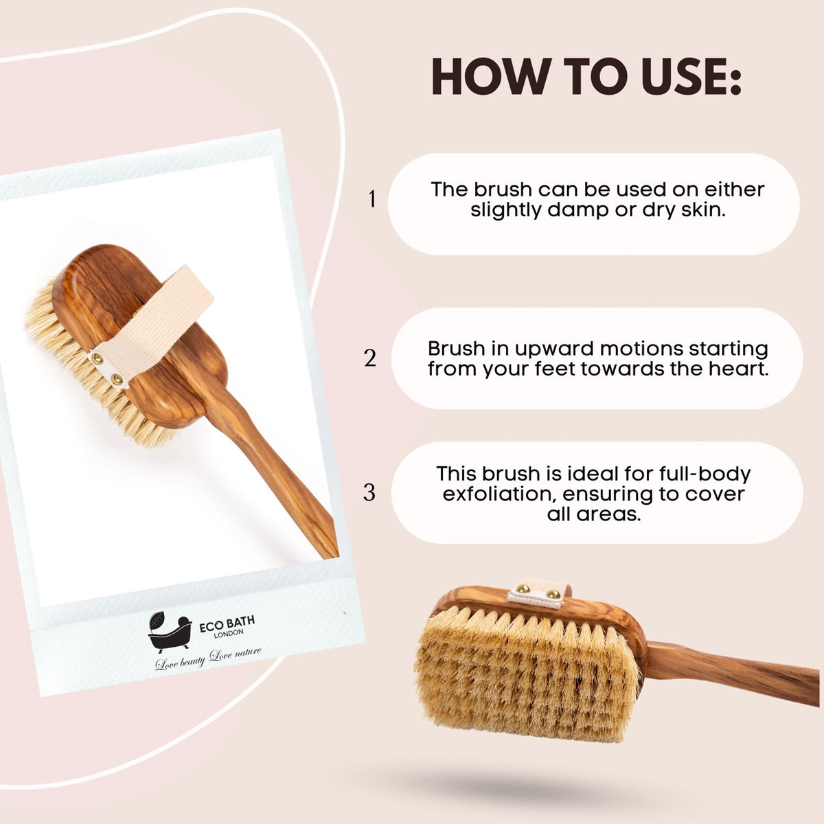 Eco Bath Luxus-Körperbürste aus natürlichem Sisal-Olivenholz
