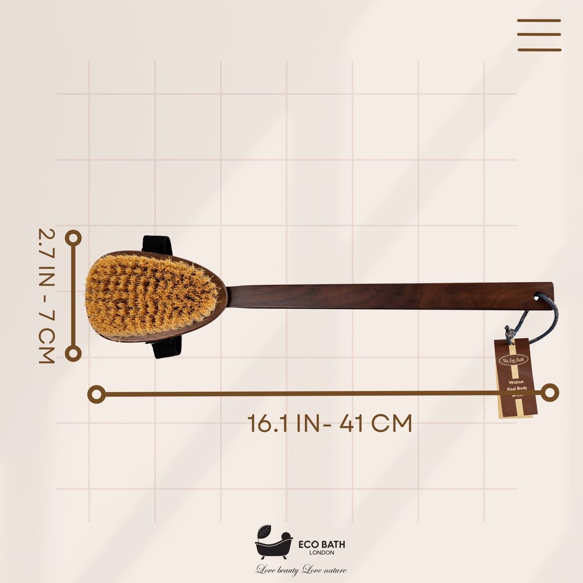 Eco Bath Körperbürste aus natürlichem Sisal-Walnussholz