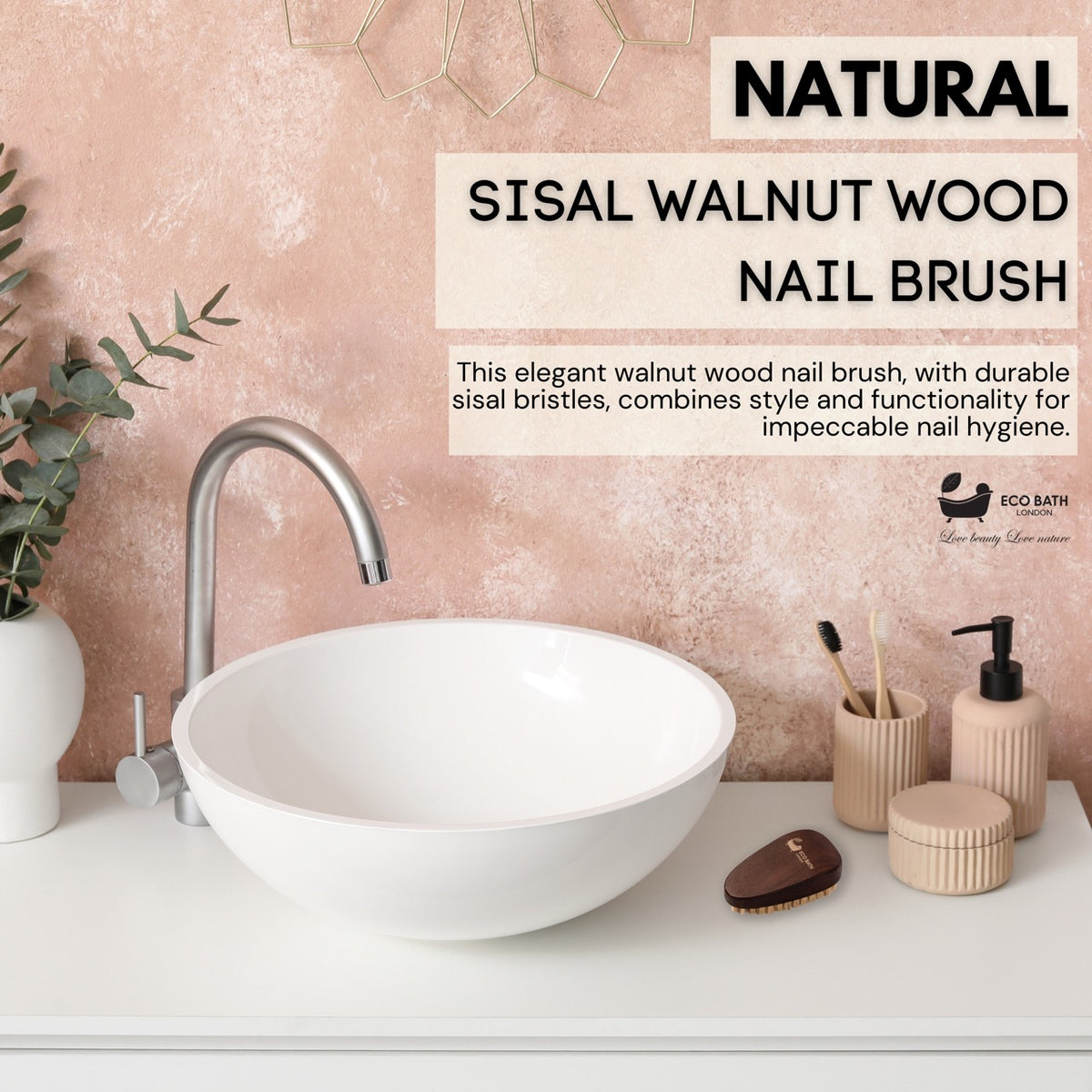 Eco Bath Nagelbürste aus natürlichem Sisal-Walnussholz