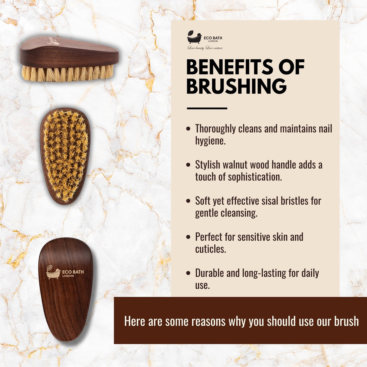 Eco Bath Nagelbürste aus natürlichem Sisal-Walnussholz