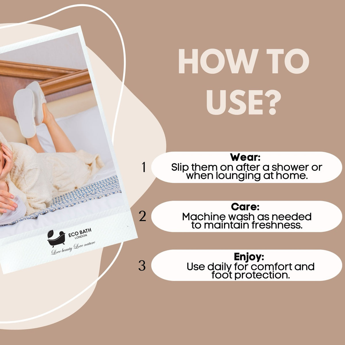 Öko-Hausschuhe aus natürlichem Frottee – natürlich, hypoallergen.