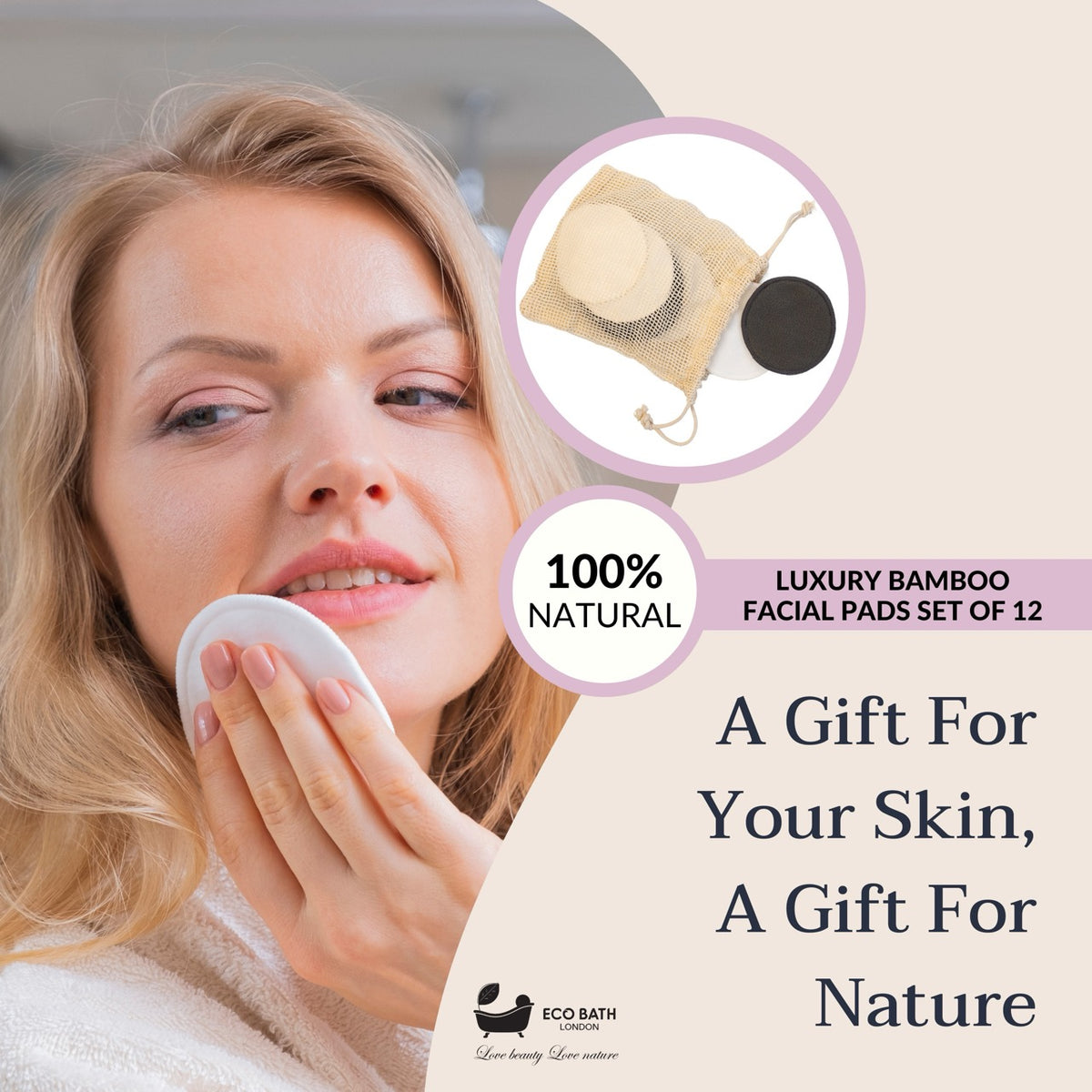 Eco Bath Bambus-Gesichtspads – 12er-Set
