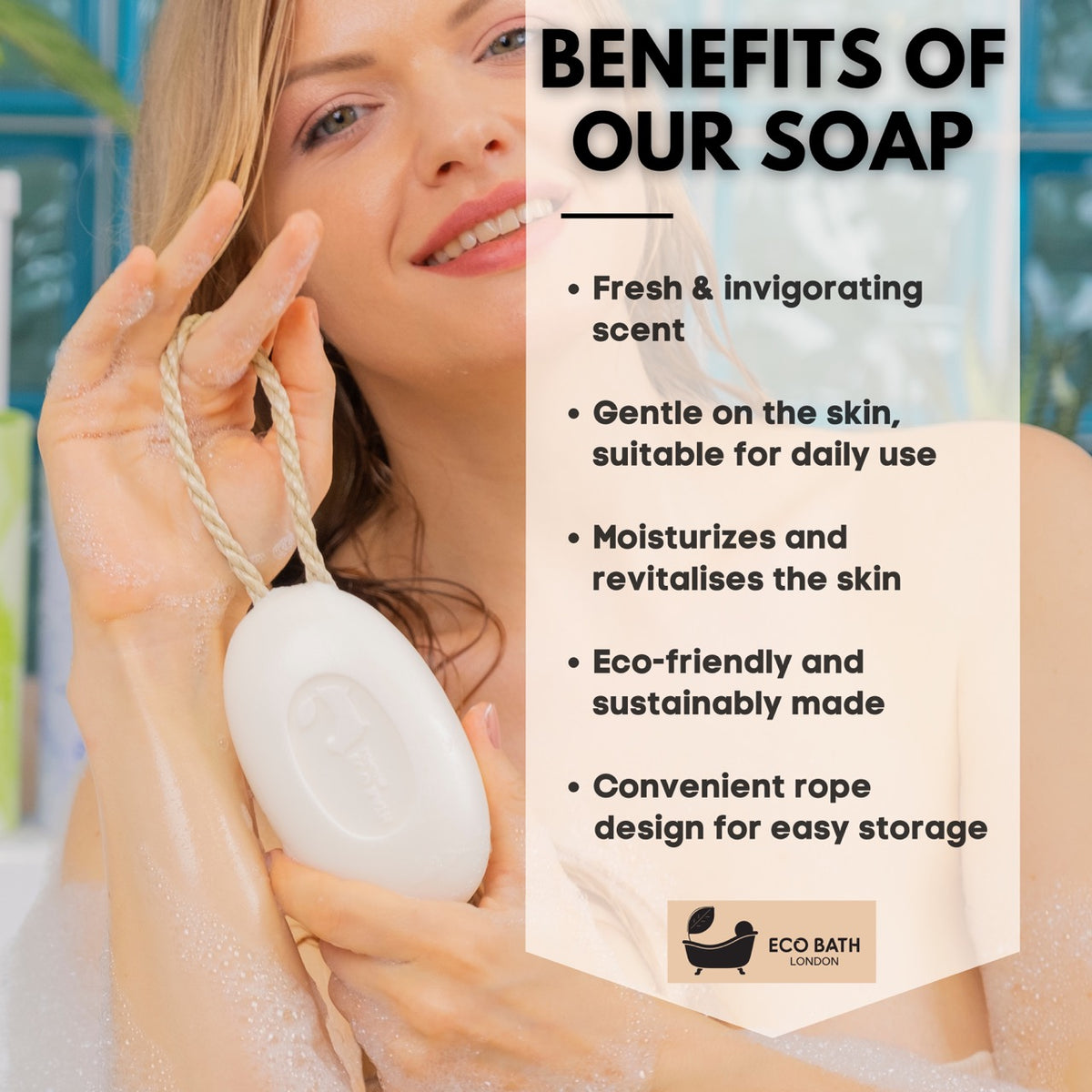 Öko-Badeseife aus Eselsmilch am Seil – 220 g