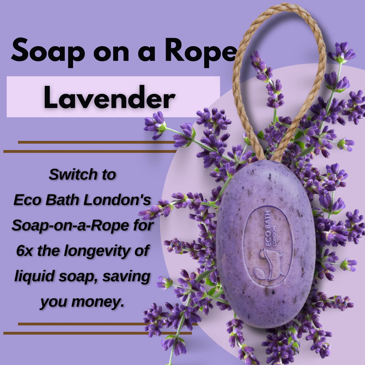Öko-Badeseife mit Lavendel am Seil – 220 g