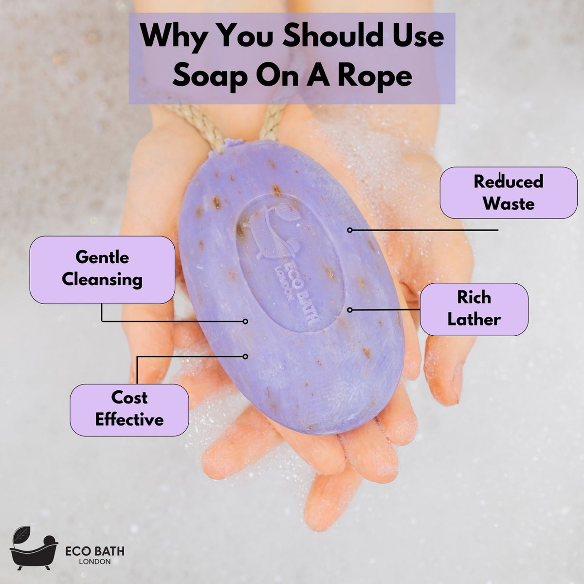 Öko-Badeseife mit Lavendel am Seil – 220 g