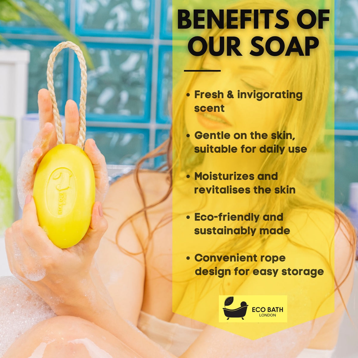 Öko-Bade-Limettenseife am Seil – 220 g