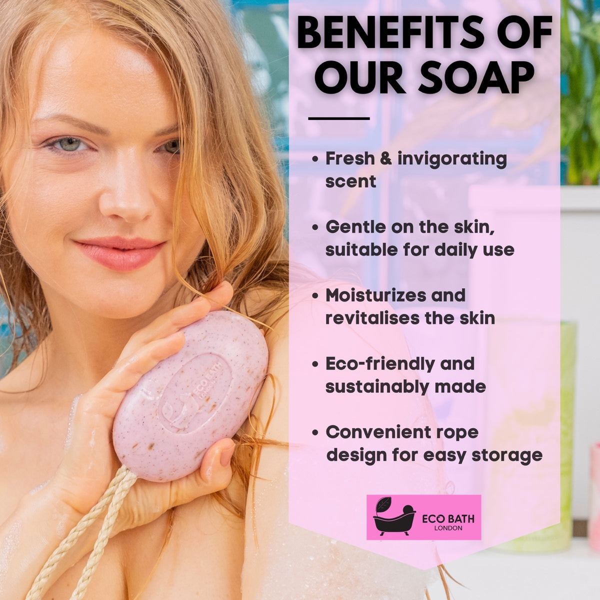 Öko-Bade-Rosenseife am Seil