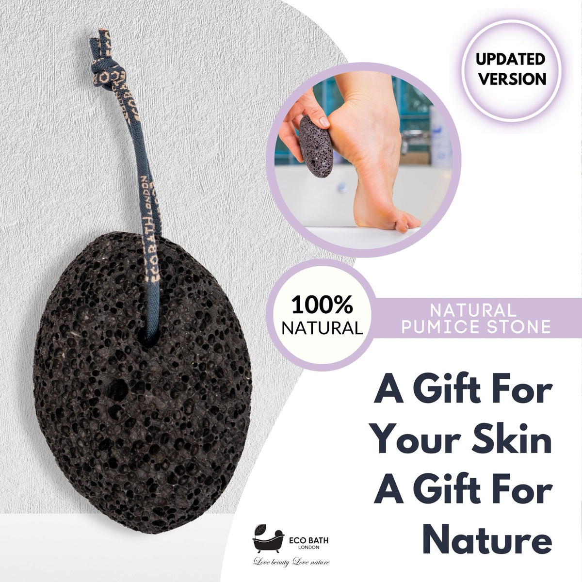 Öko-Bad, natürlicher Bimsstein (glatt mit Seil)