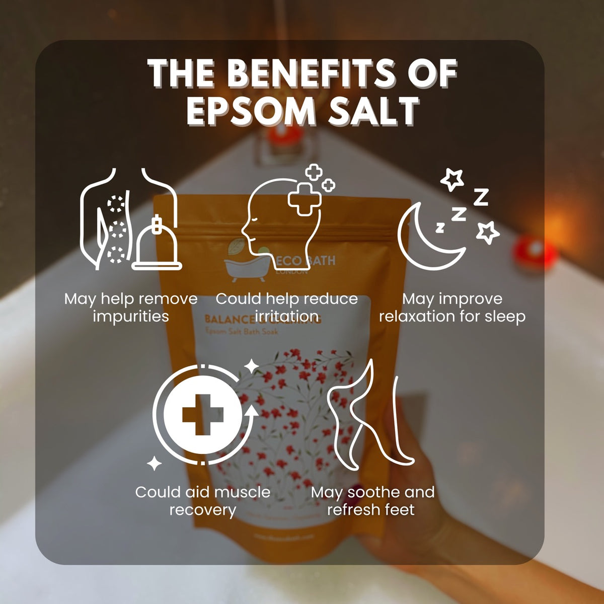 Eco Bath Balance and Calming Epsom Salt Bath Soak - Pouch | 500g & 1000g