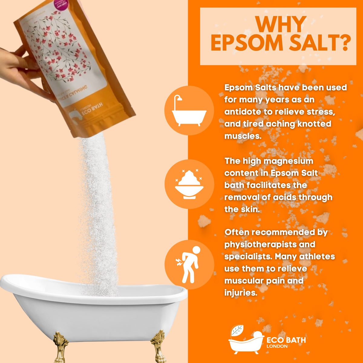 Bain écologique équilibré et apaisant au sel d'Epsom - Pochette | 500g et 1000g