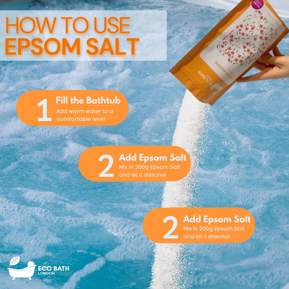 Bain écologique équilibré et apaisant au sel d'Epsom - Pochette | 500g et 1000g