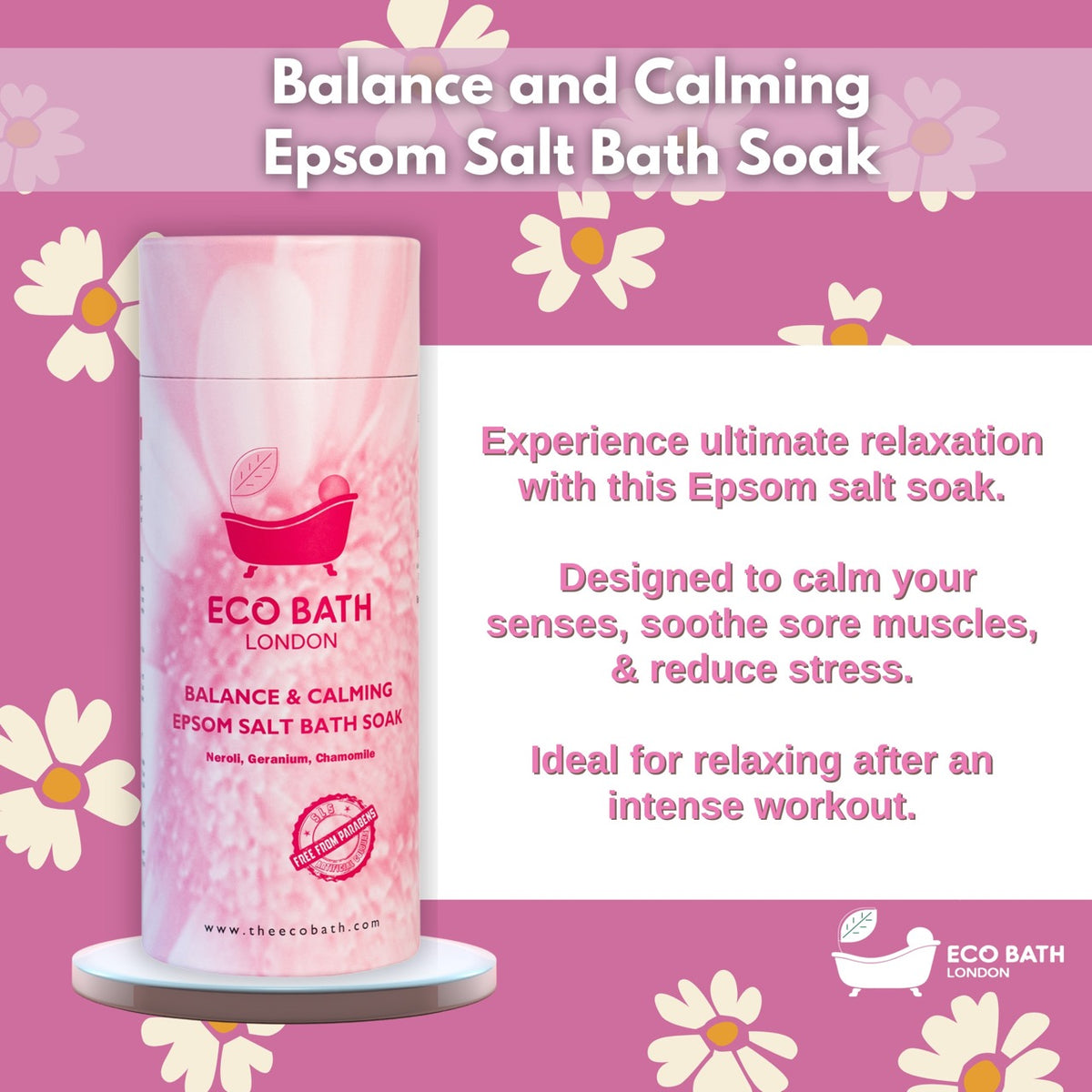 Eco Bath Balance and Calming Epsom Salt Bath Soak - Tube