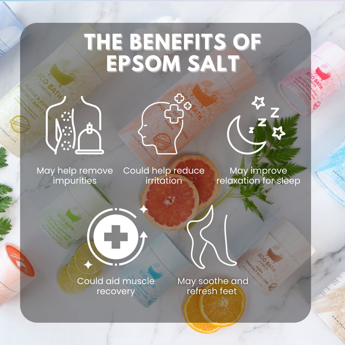 Bain écologique au sel d'Epsom équilibré et apaisant - Tube 