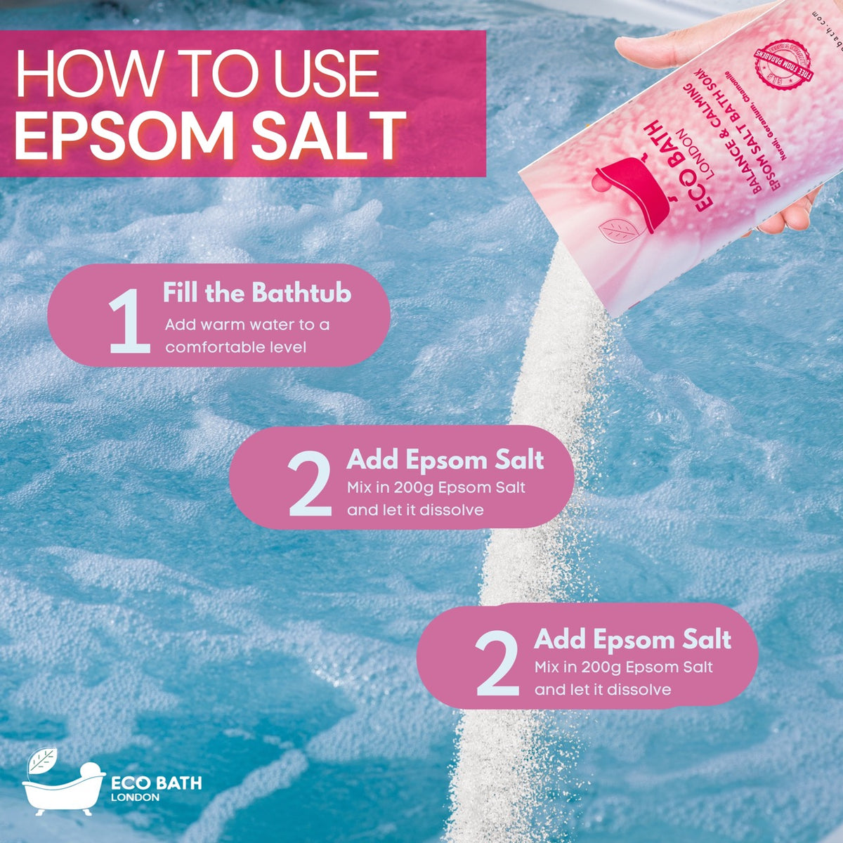Bain écologique au sel d'Epsom équilibré et apaisant - Tube 