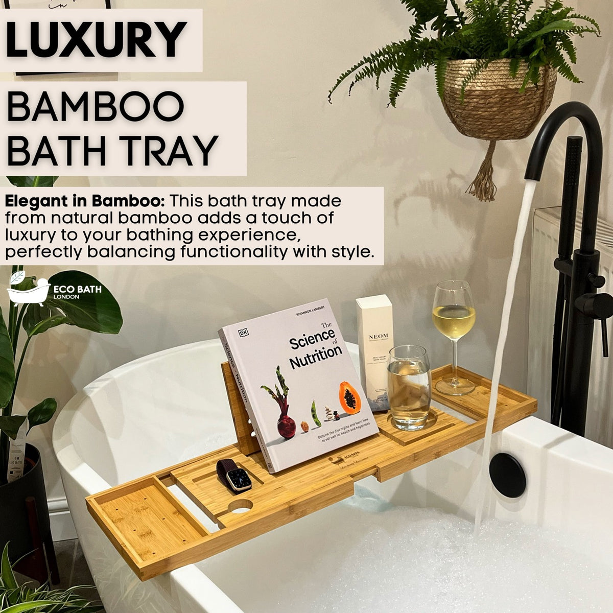 Plateau de bain en bambou de luxe 