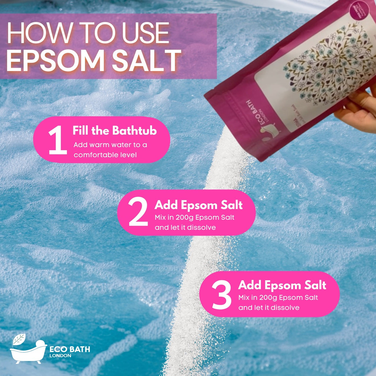 Eco Bath Derma Epsom Salt Bath Soak - Pouch | 500g & 1000g