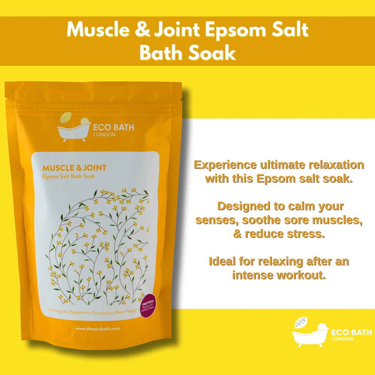 Eco Bath Muscle and Joint Epsom Salt Bath Soak - Pouch | 500g & 1000g