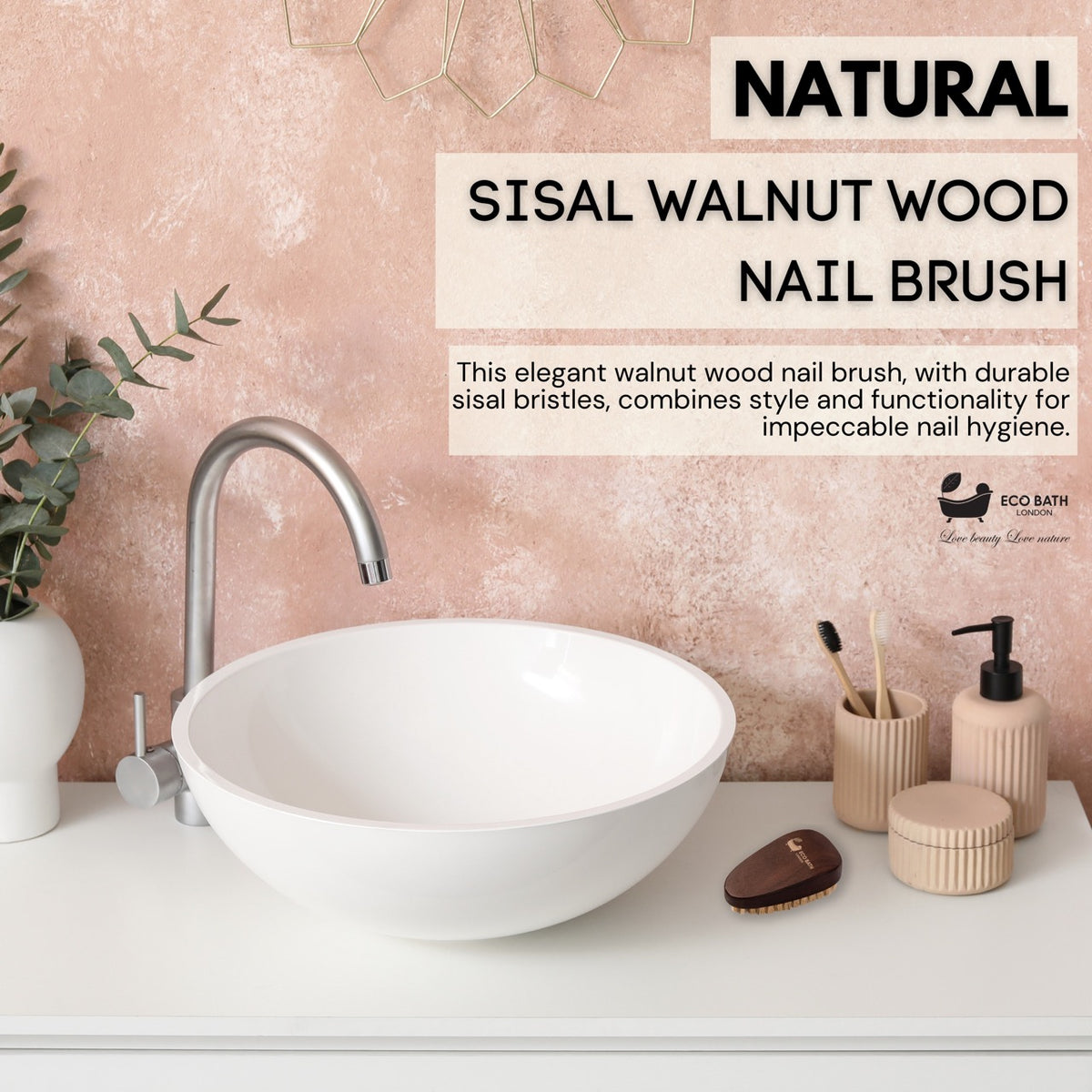 Eco Bath Natural Sisal Walnut Wood Nail Brush