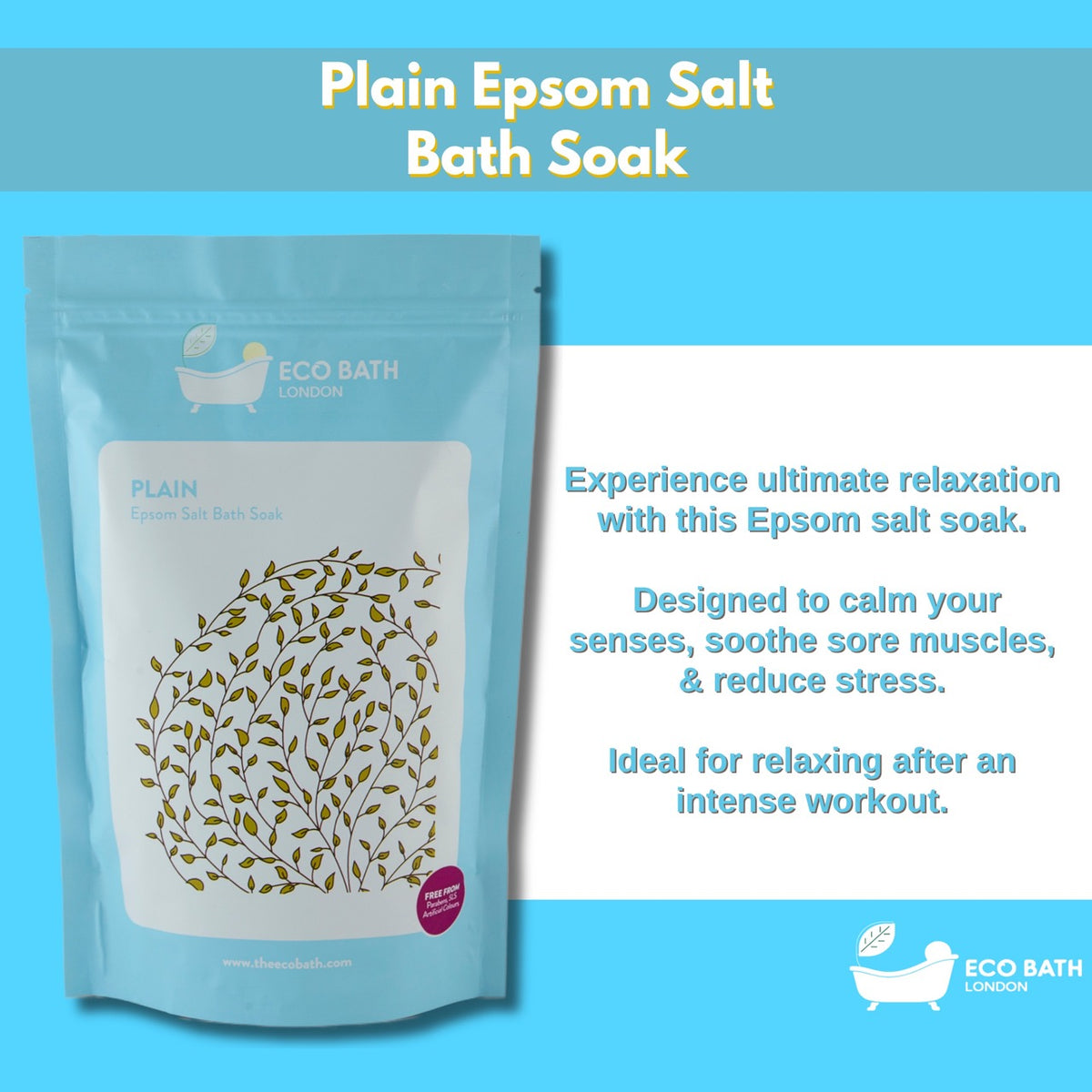 Plain Epsom Salt Bath Soak - Pouch | 500g & 1000g