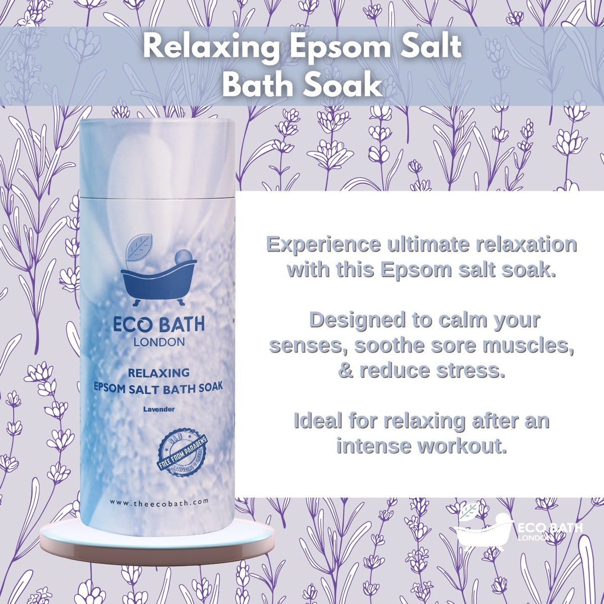 Bain relaxant au sel d'Epsom Eco Bath - Tube 