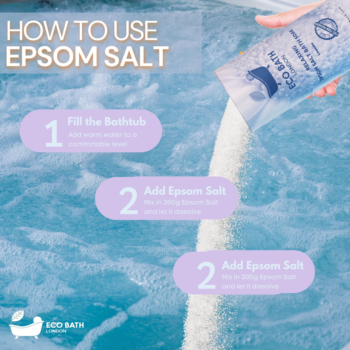 Bain relaxant au sel d'Epsom Eco Bath - Tube 