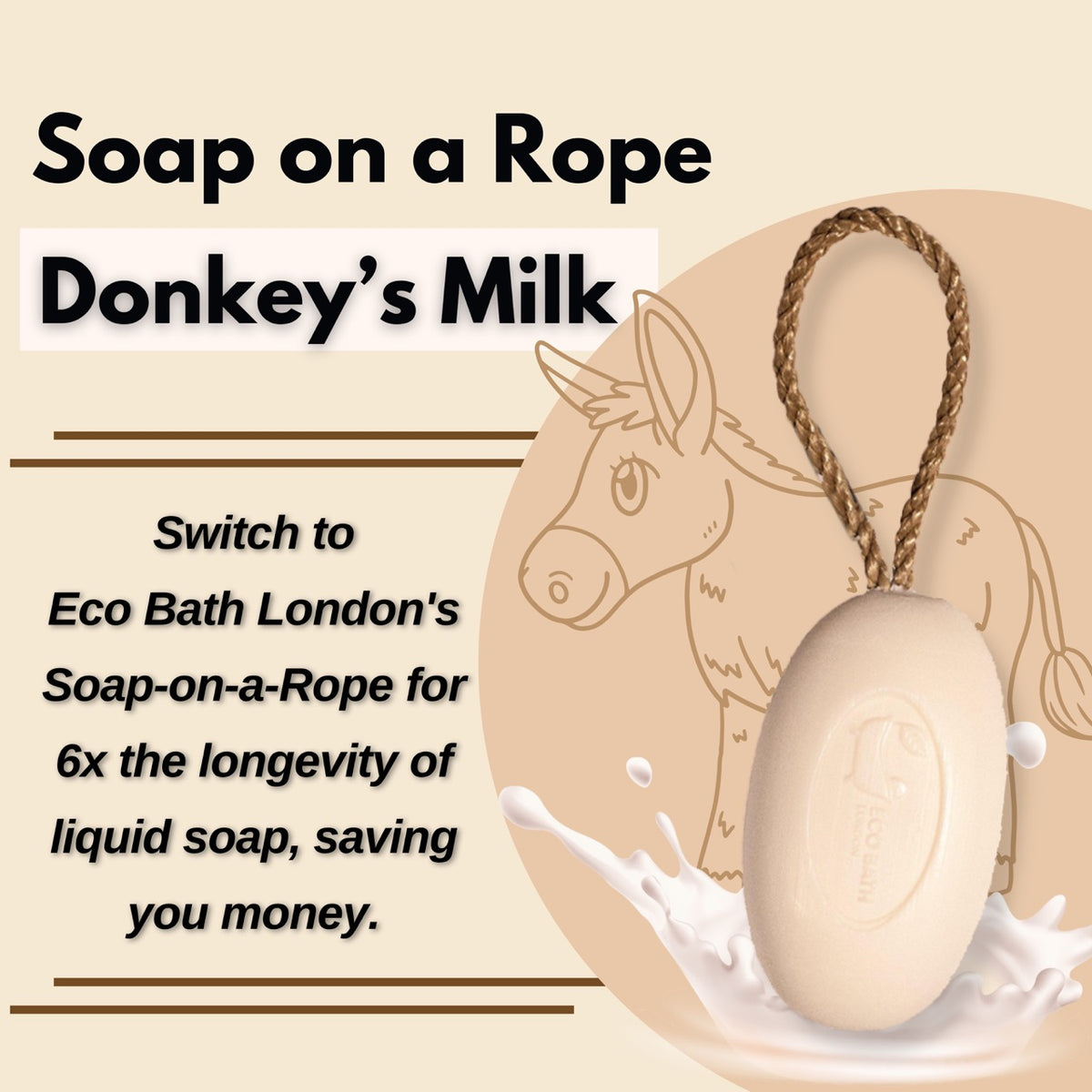 Savon au lait d'ânesse Eco Bath sur corde - 220 g 