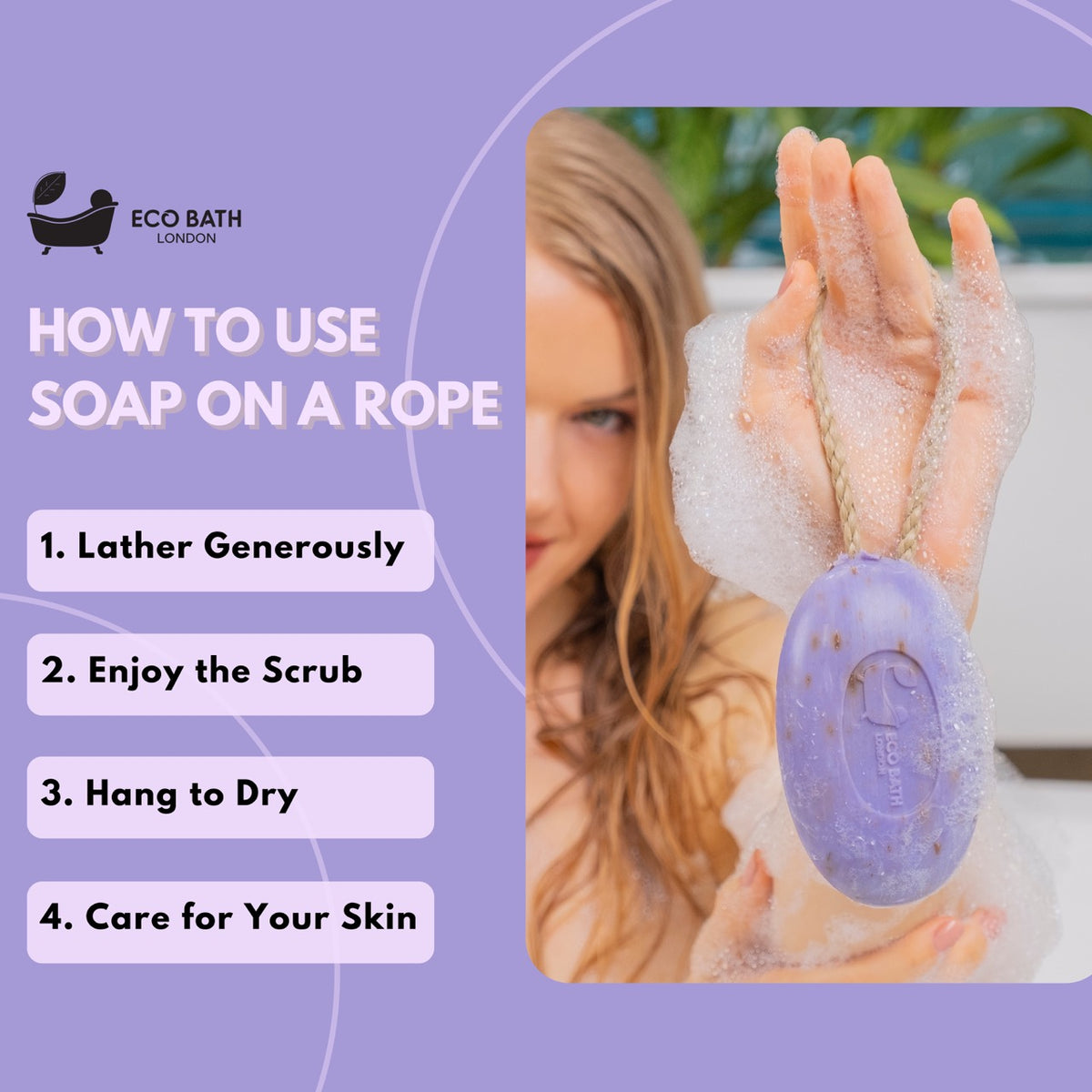 Eco Bath Lavender Soap on a Rope - 220g
