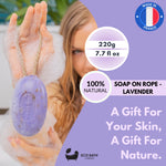 Öko-Badeseife mit Lavendel am Seil – 220 g 