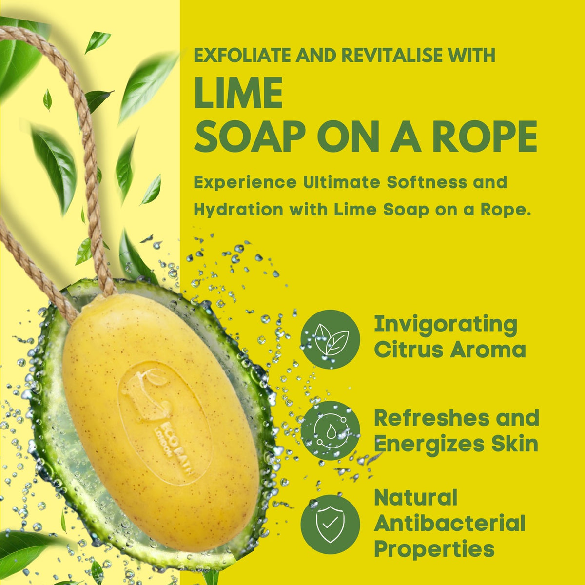 Eco Bath Lime Soap on a Rope - 220g