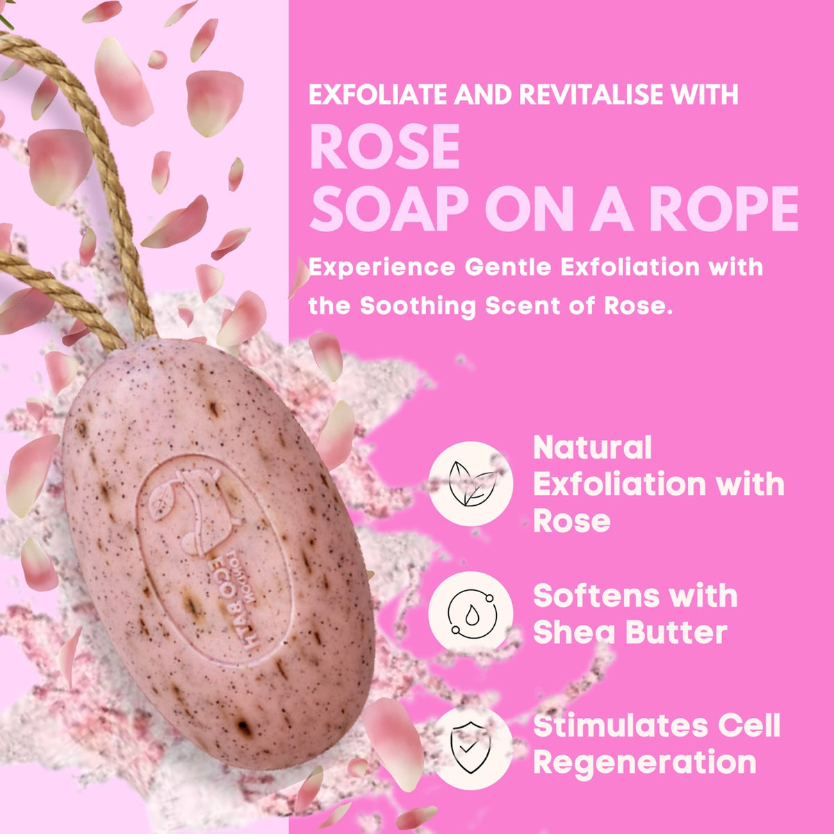 Eco Bath Rose Soap On a Rope