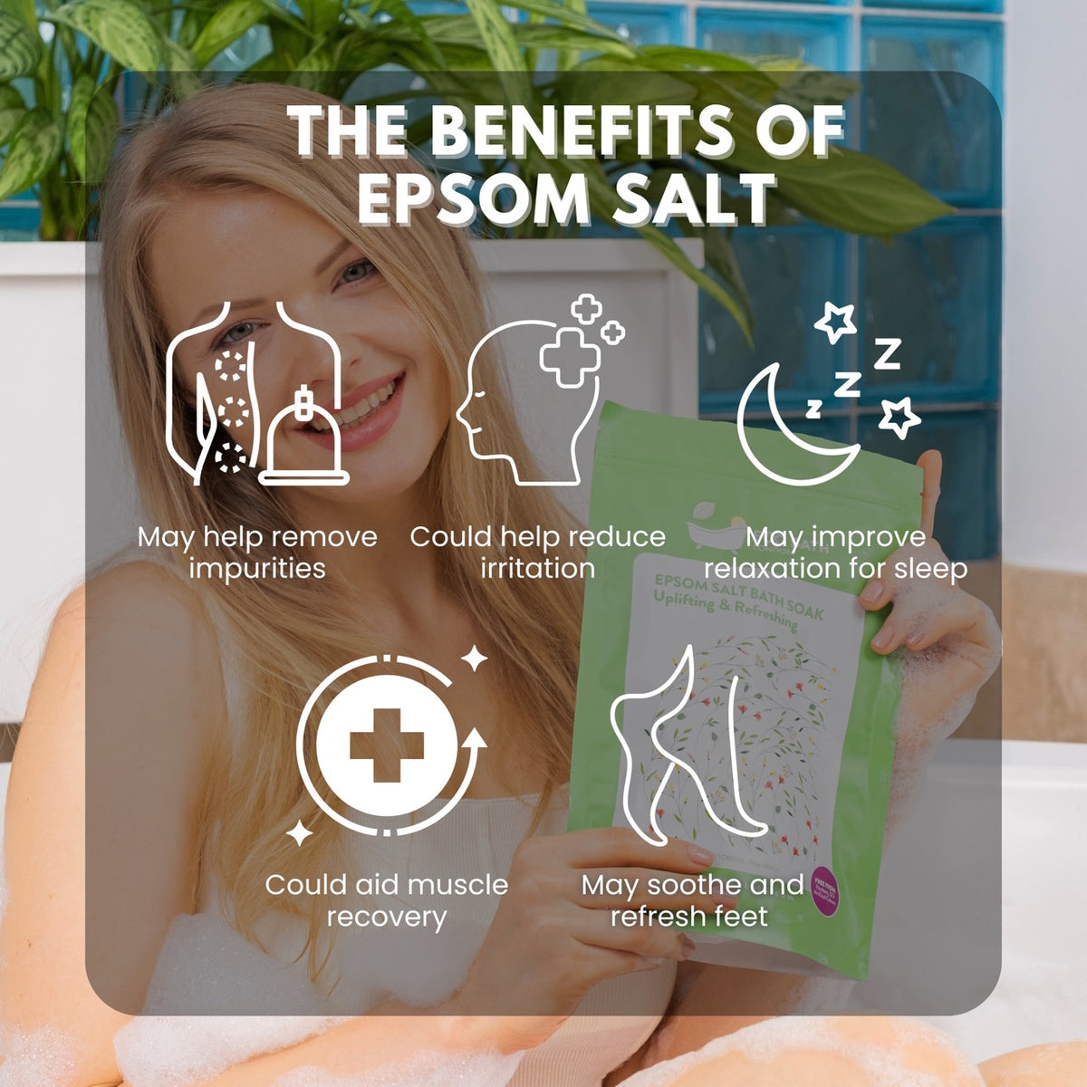 Eco Bath Uplifting and Refreshing Epsom Salt Bath Soak Pouch | 500g und 1000g