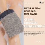 Gant de bain en chanvre et sisal naturel noir 